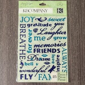 ❤️$3 K&Company Susan Winget Botanical Word Glitter Stickers